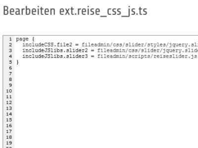 Referenz Thomas Berscheid TYPO3 Extension Template Slider jQuery CSS TypoScript TS Einbindung Standard Bildergalerie Text Inhalte CSS HTML Programmierung Köln