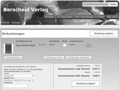 Einkaufswagen Gestaltung im Frontend ✔ Referenz Berscheid Verlag: Magento Shop ✔ Einrichtung responsives Frontend