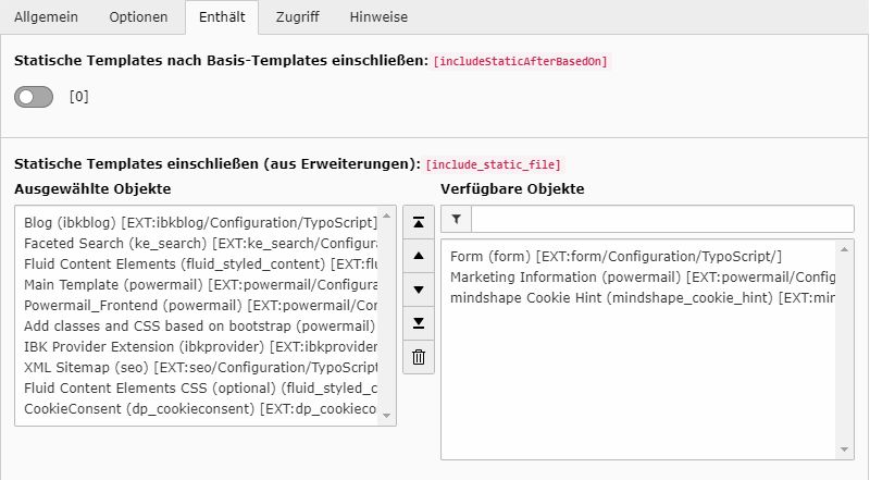 TYPO3 Tutorial Thomas Berscheid Köln: Menu Root Template im TYPO3 Backend - Statische Templates und Extensions einschließen. Einstellung und Konfiguration TYPO3 Basis Template. Lehrgang TYPO3 Thomas Berscheid Köln.